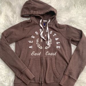 Aeropostale brown zip up hoodie